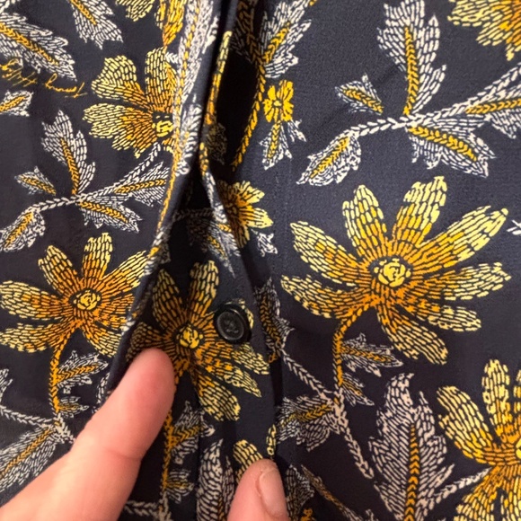 Tommy Hilfiger floral print semi-sheer blouse navy back ground size XXL - Picture 9 of 16